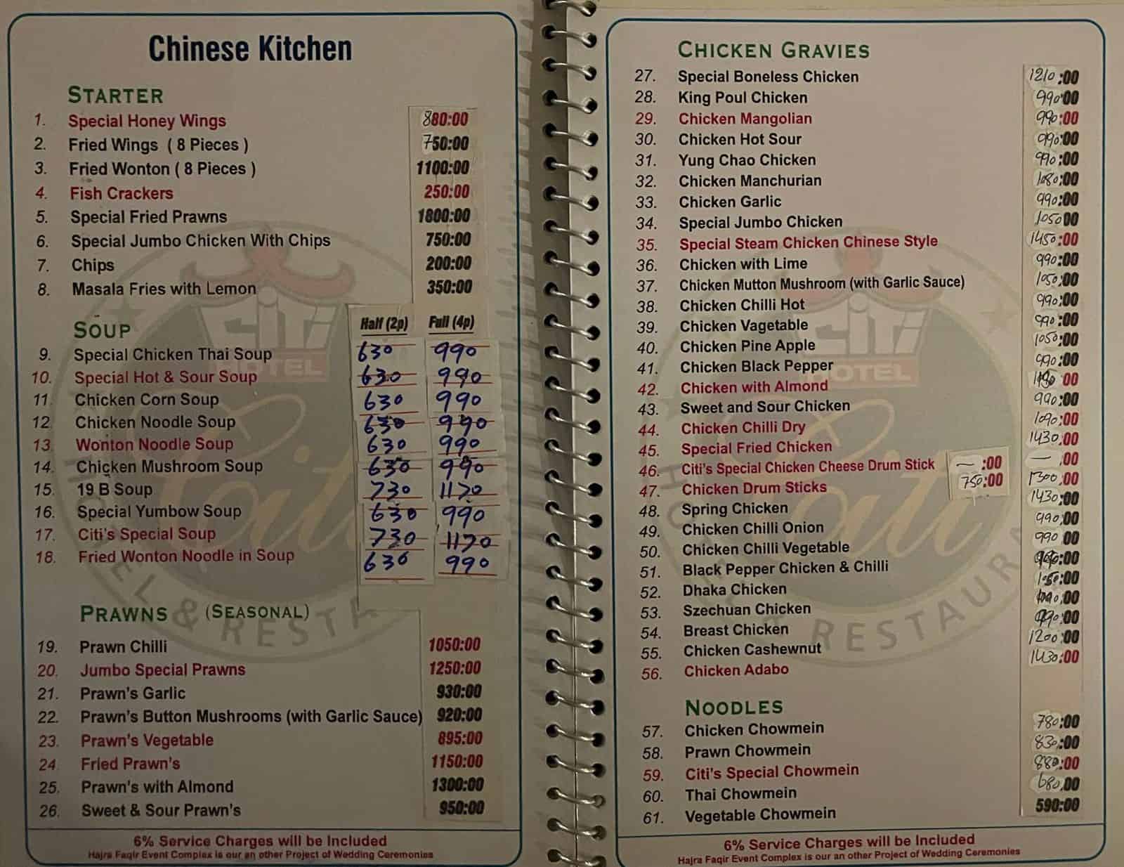 Citi Hotel & Restaurant Sheikhupura Menu Updated May 2023